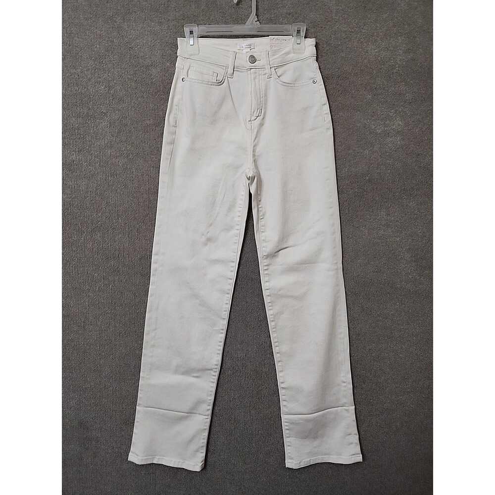 LC Lauren Conrad Straight Leg Jeans Womens 2 Ivory Super High Rise Stretch NEW